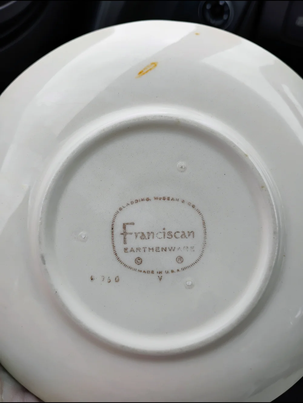 Vintage Franciscan Hand-Painted Fruit Saucer in Cream, Red, Green
